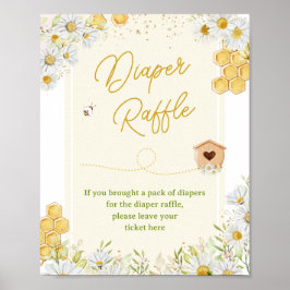 Diaper Raffle Bumblebee Baby Shower Sprinkle Poster