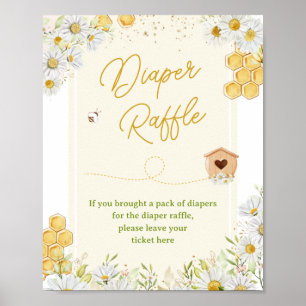 Diaper Raffle Bumblebee Baby Shower Sprinkle Poster