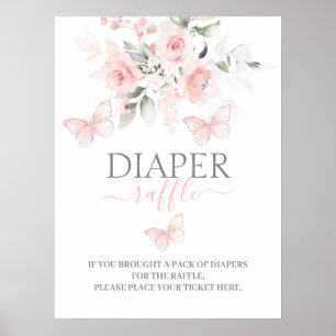 Diaper Raffle Butterfly-skylt Poster