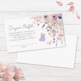 Diaper Raffle Butterfly Wildblomma Baby Shower Tilläggskort