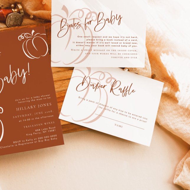 Diaper Raffle Card Terracotta Pumpkin Baby Shower Tilläggskort (Skapare uppladdad)