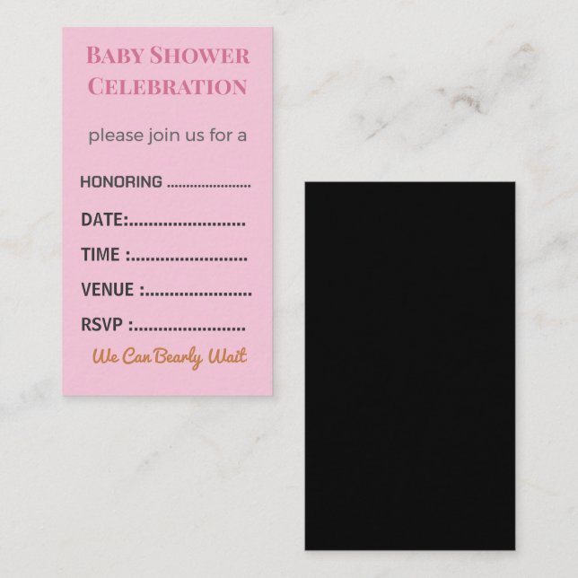 Diaper Raffle Card Tickets | Elegant Insert Tilläggskort (Fram/baksida)