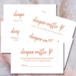 Diaper Raffle Cards Modern Boho Heart Terracotta Tilläggskort