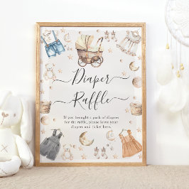 Diaper Raffle Clothes Boho Gender Reveal Poster