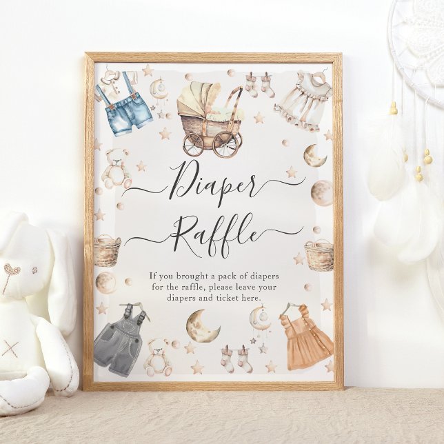 Diaper Raffle Clothes Boho Gender Reveal Poster (Skapare uppladdad)