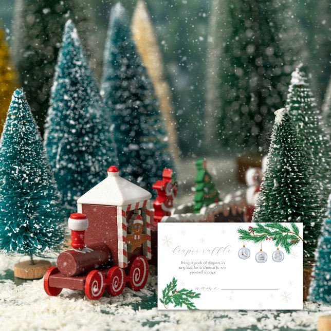 Diaper Raffle Clothesline Ornaments Baby Shower  Tilläggskort (Diaper Raffle Clothesline Ornaments Baby Shower Enclosure Card)