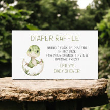 Diaper Raffle Cute Dinosaur Watercolor Baby Shower