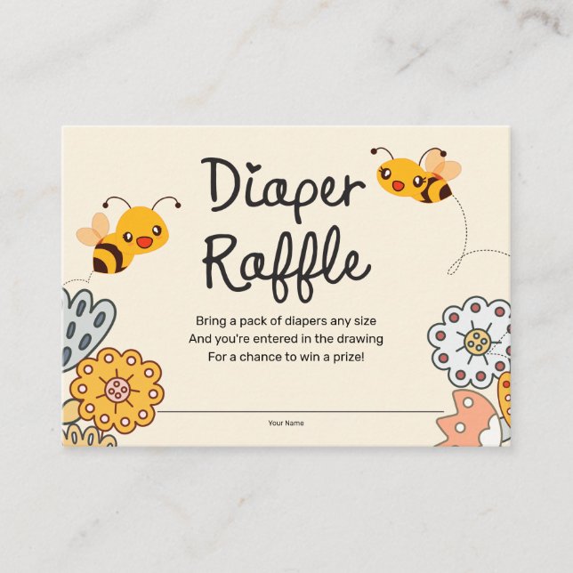 Diaper Raffle Cute Humla Baby Shower Tilläggskort (Framsida)