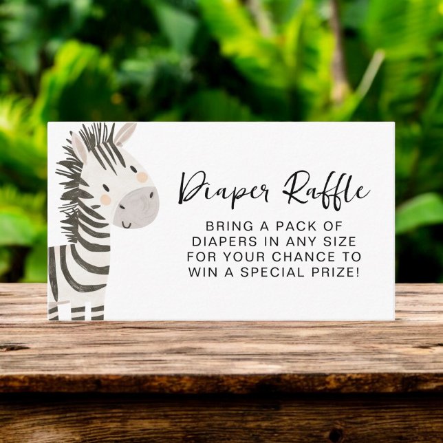 Diaper Raffle Cute Safari Animals Baby Shower Tilläggskort (Skapare uppladdad)