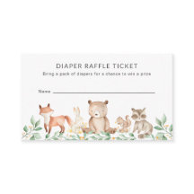 Diaper Raffle Cute Woodland Animals Baby Shower