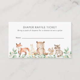 Diaper Raffle Cute Woodland Animals Baby Shower Tilläggskort