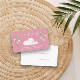 Diaper Raffle Dikt Cloud Stars Girl Baby Shower Tilläggskort