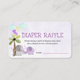 Diaper Raffle Dikt Elephant Mamma och Baby Shower Tilläggskort