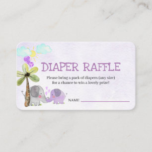 Diaper Raffle Dikt Elephant Mamma och Baby Shower Tilläggskort