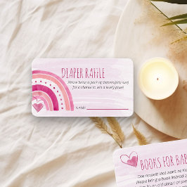 Diaper Raffle Dikt Rosa Rainbow Baby Shower Tilläggskort
