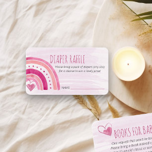 Diaper Raffle Dikt Rosa Rainbow Baby Shower Tilläggskort