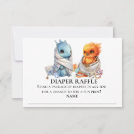 Diaper Raffle Dragon Phoenix Twillingars Babydusch Inbjudningar