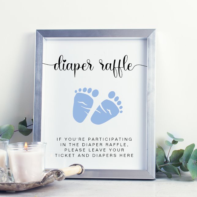 Diaper Raffle Drop off Blue Feet Pojke Shower Poster (Skapare uppladdad)