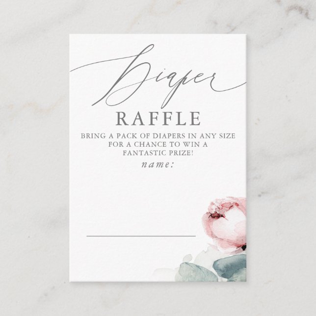 Diaper Raffle Dusty Ro Baby Shower Biljett Tilläggskort (Framsida)