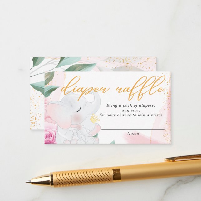 Diaper raffle Elephant Girl babydusch Tilläggskort (Fram/Back In Situ)