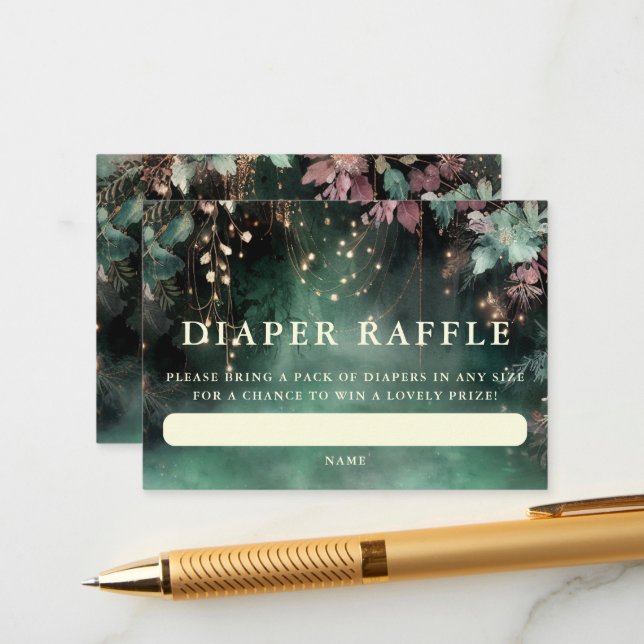 Diaper Raffle Enchanted Forest Greenery Arch Tilläggskort (Fram/Back In Situ)