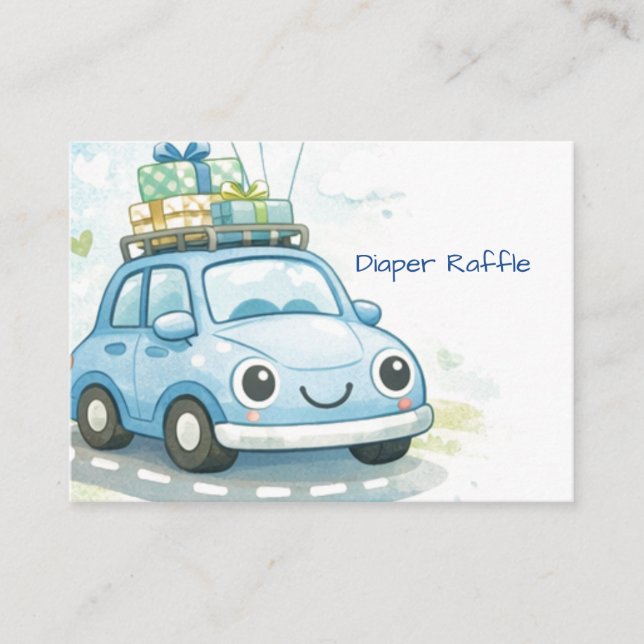 Diaper Raffle Enclosure Card Car Theme Tilläggskort (Framsida)