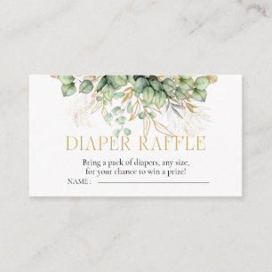 Diaper Raffle Eucalyptus Greenery Baby Shower Tilläggskort