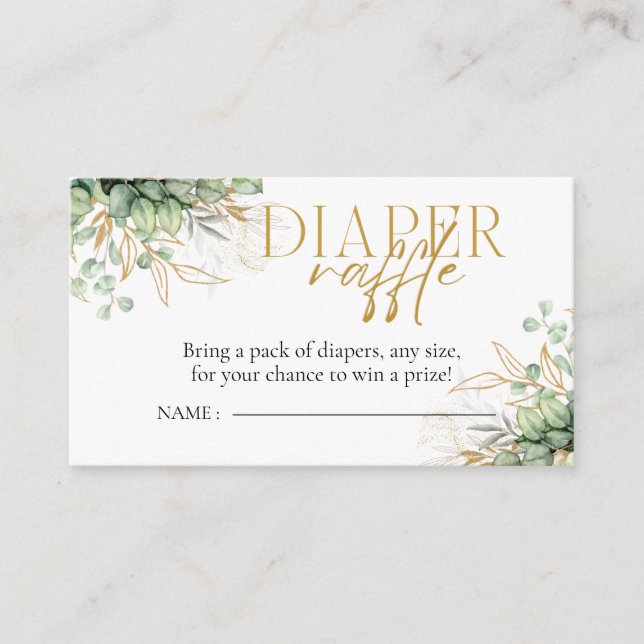 Diaper Raffle Eucalyptus Greenery Baby Shower Tilläggskort (Framsida)