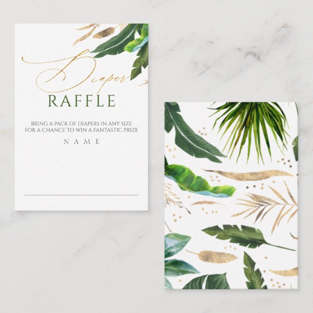 Diaper Raffle Exotic Foliage Baby Shower Visitkort (Fram/baksida)
