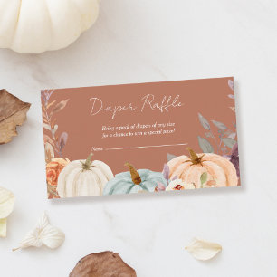 Diaper Raffle Fall Little Pumpkin Baby Shower Tilläggskort