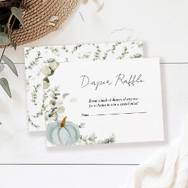 Diaper Raffle Fall Little Pumpkin Blue Baby Shower Tilläggskort