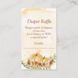 Diaper Raffle Fall Pumpkin Blommigt Baby Shower Tilläggskort