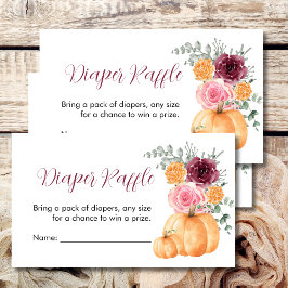 Diaper Raffle Fall Pumpkin Burgundy Rosa Blommigt Tilläggskort