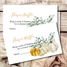 Diaper Raffle Fall Pumpkin Orange Greenery Tilläggskort