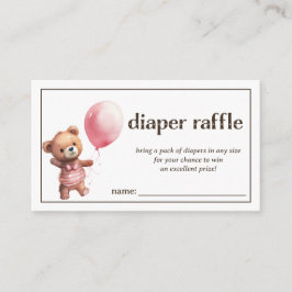 Diaper Raffle Flicka Shower Tilläggskort