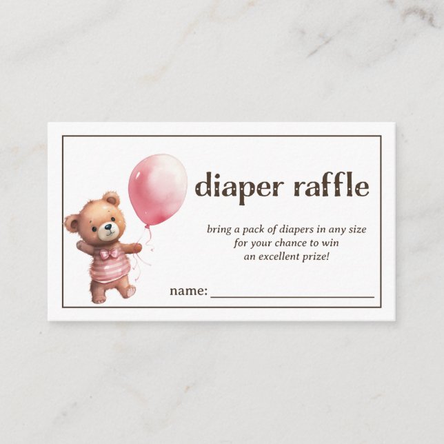Diaper Raffle Flicka Shower Tilläggskort (Framsida)