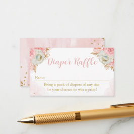 Diaper Raffle Floral pink and gold baby shower Tilläggskort