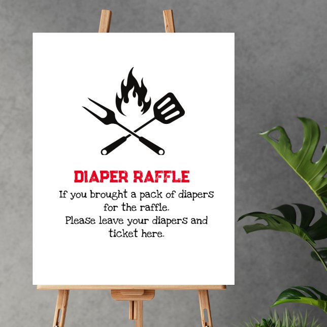 Diaper Raffle Game BBQ Fork Spoon Baby Shower Poster (Skapare uppladdad)