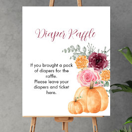 Diaper Raffle Game Fall Pumpkin Burgundy Rosa Poster