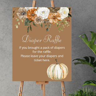 Diaper Raffle Game Fall Pumpkin Rustic Brown Poster