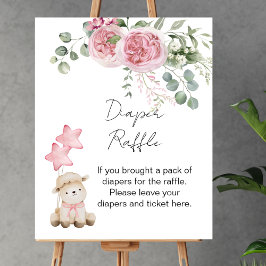 Diaper Raffle Game Sweet Little Lamb Rosa ros Poster