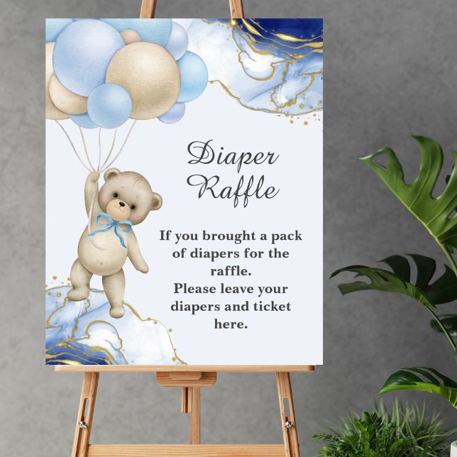 Diaper Raffle Game Vi kan vänta på blåballong Poster (Skapare uppladdad)