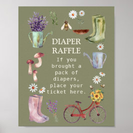 Diaper Raffle Garden Baby Shower-skylt Poster
