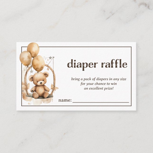 Diaper Raffle Gender Neutral Baby Shower Tilläggskort (Framsida)