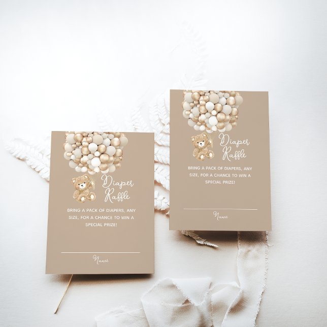 Diaper Raffle Gender Neutral Bear Baby Shower Tilläggskort (Skapare uppladdad)