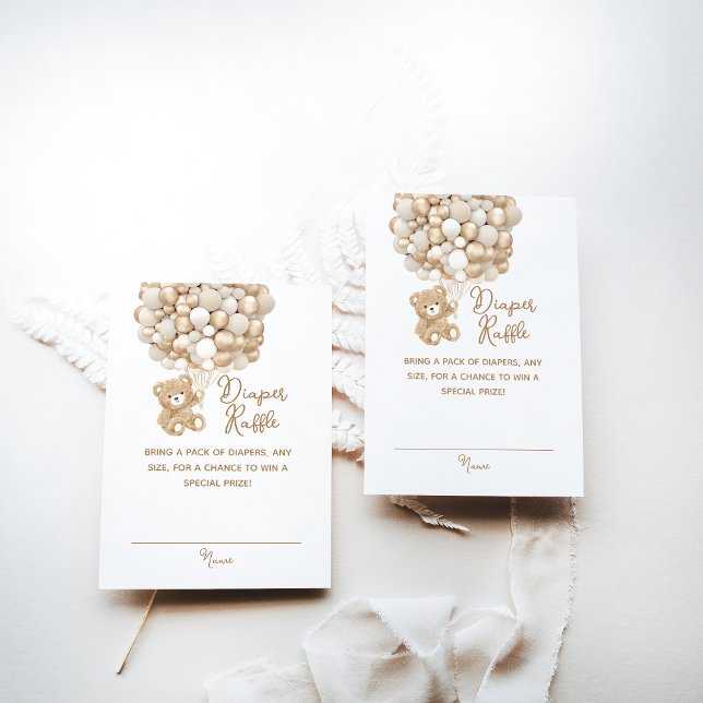 Diaper Raffle Gender Neutral Bear Baby Shower Tilläggskort (Skapare uppladdad)