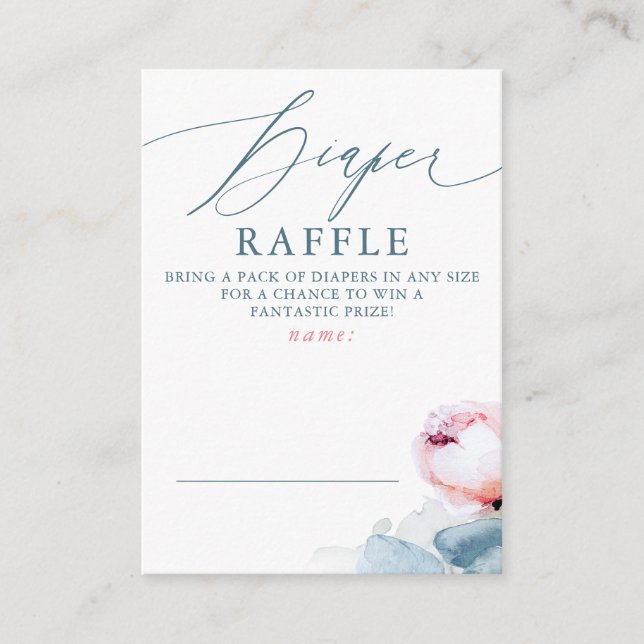 Diaper Raffle Gender Reveal Baby Shower Biljett Tilläggskort (Framsida)