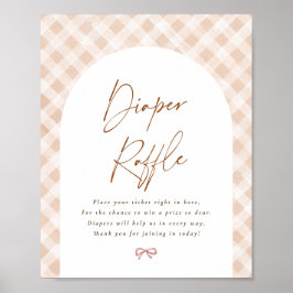 Diaper Raffle Gingham Cutie Paj Baby Shower Sign Poster