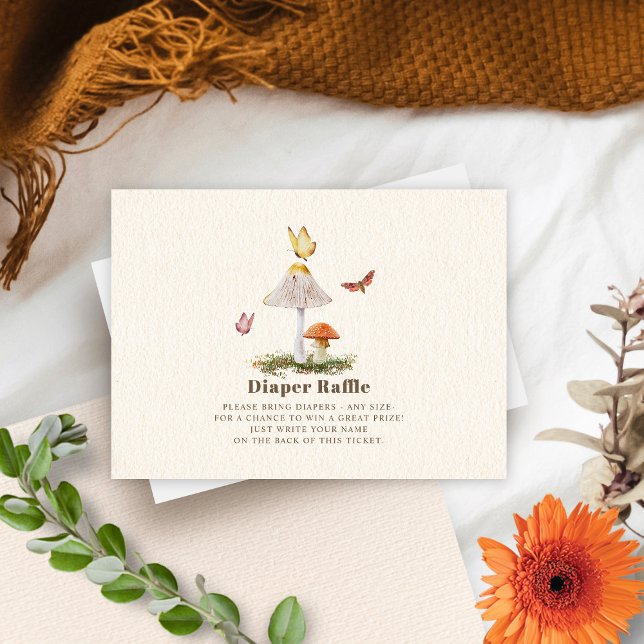 Diaper Raffle Girl Baby Shower Woodland Mushroom Tilläggskort (Skapare uppladdad)