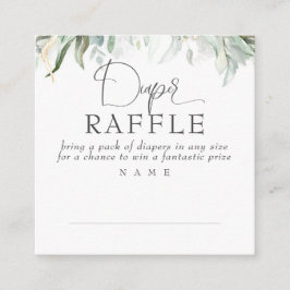 Diaper Raffle Greenery Baby Shower Fyrkantigt Visitkort
